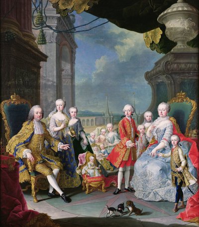 Franz Stephan I. (1708-65) mit seiner Frau Marie-Therese (1717-80) und ihren Kindern von Martin II Mytens or Meytens